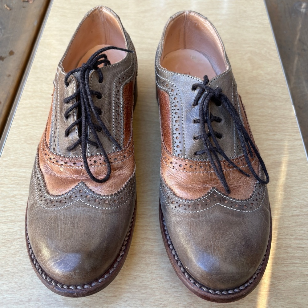 Bed Stu Lita Leather Wingtip Oxford Lace-Up Brogue Detail Shoes In Brown Sz 7 - Picture 3 of 16